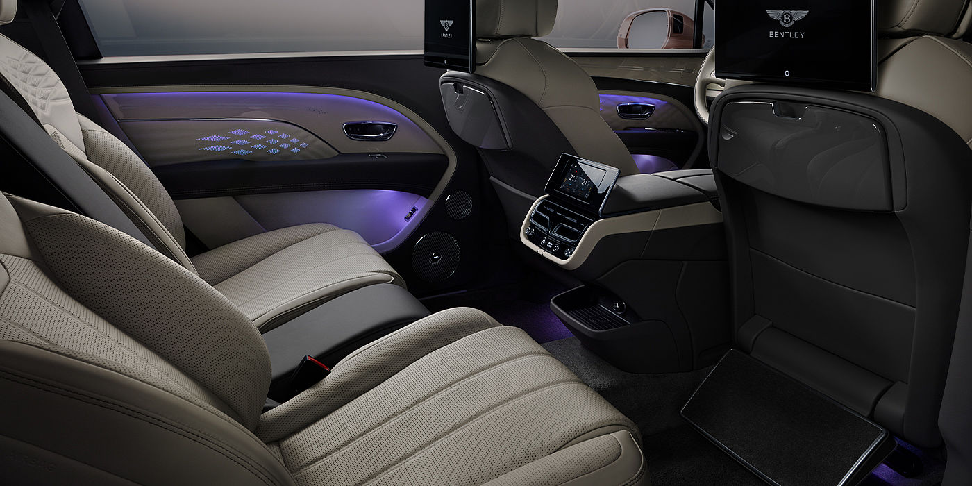 Bentley Melbourne Bentley Bentayga EWB Azure SUV rear interior with Bentley Diamond Illumination