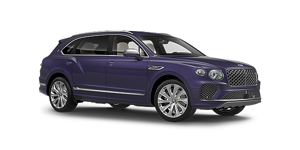 Bentley Melbourne Bentayga Extended Wheelbase Mulliner luxury SUV front three quarter in Tanzanite Purple paint